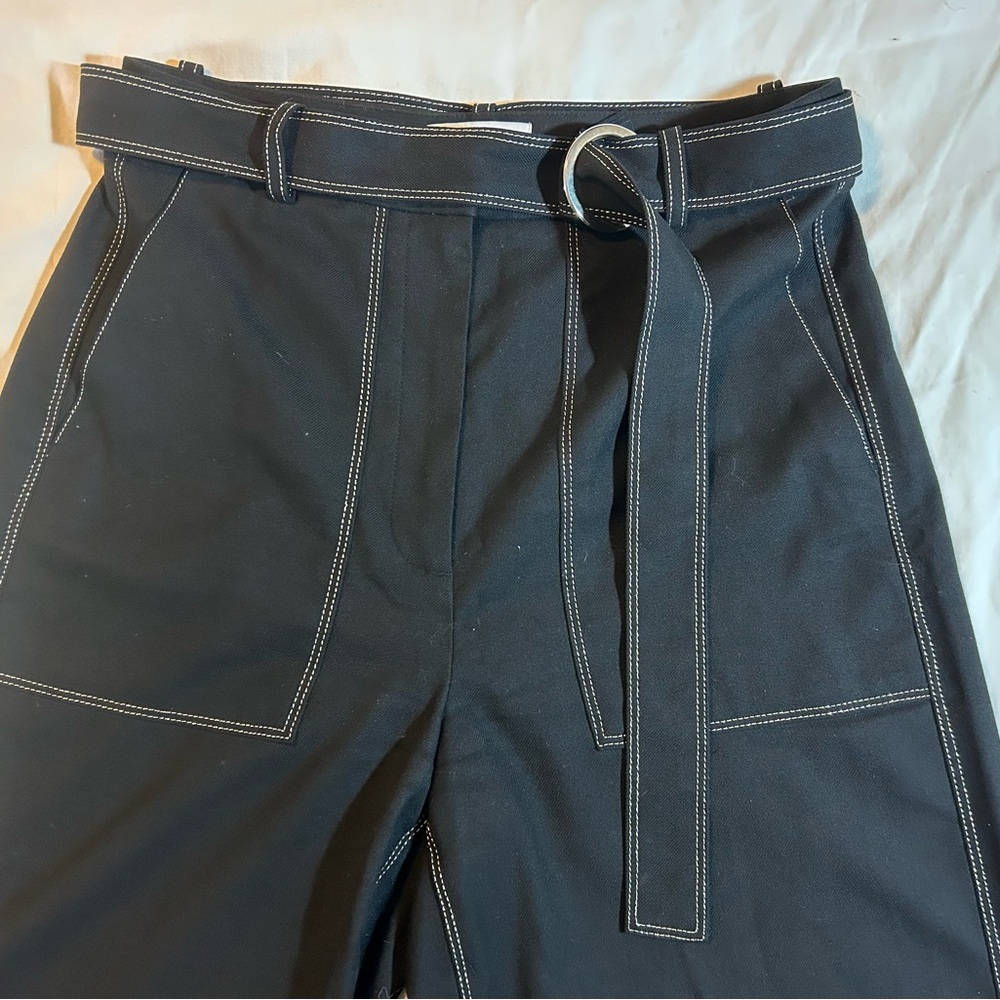 & Other Stories Trousers 38 / 6 Navy/Black with belt and gold metallic thread